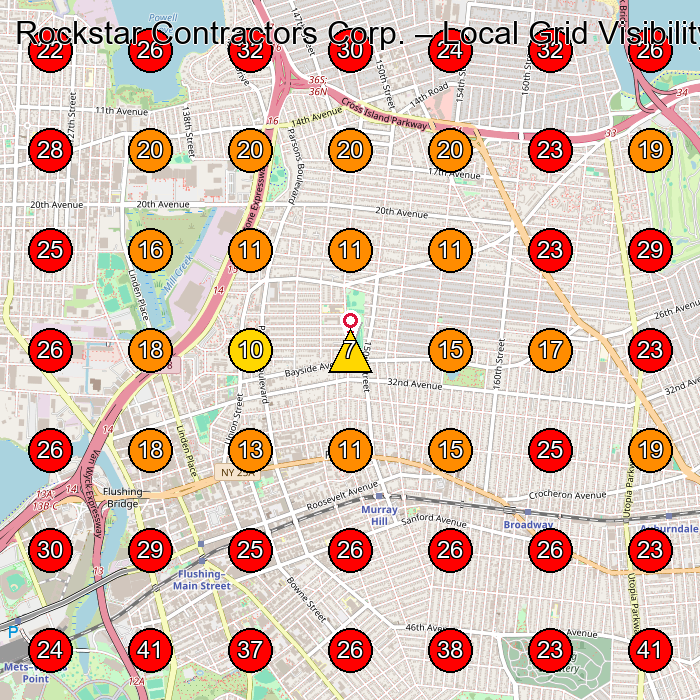 Rockstar Contractors Corp. GeoGrid visibility map for Construction Company in Flushing